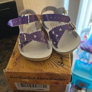 Size 6 purple Saltwater sandals for girls